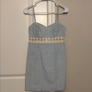 Lilly Pulitzer Blue and White Mini Dress with Yellow Detail